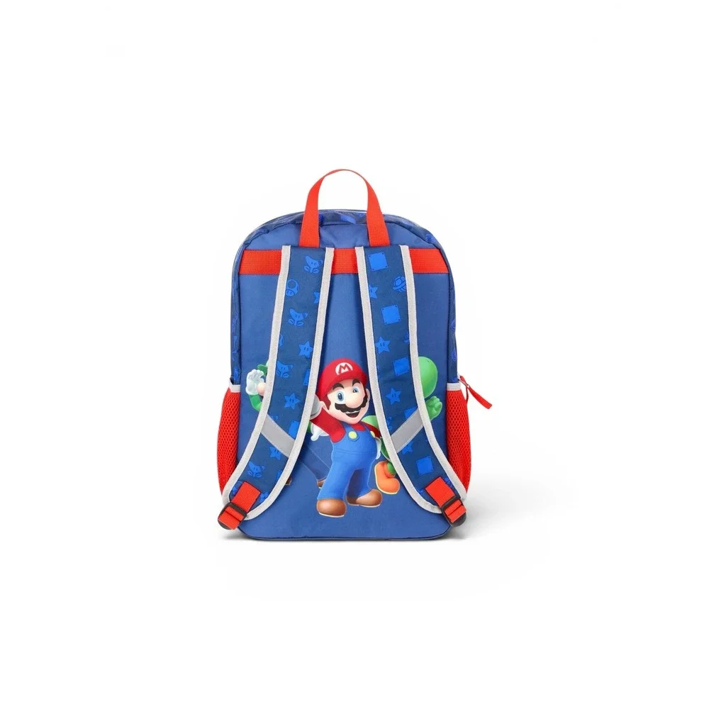 Nintendo Super Mario 17 Inch Backpack Mario Luigi Yoshi Blue Red Kids School Bag